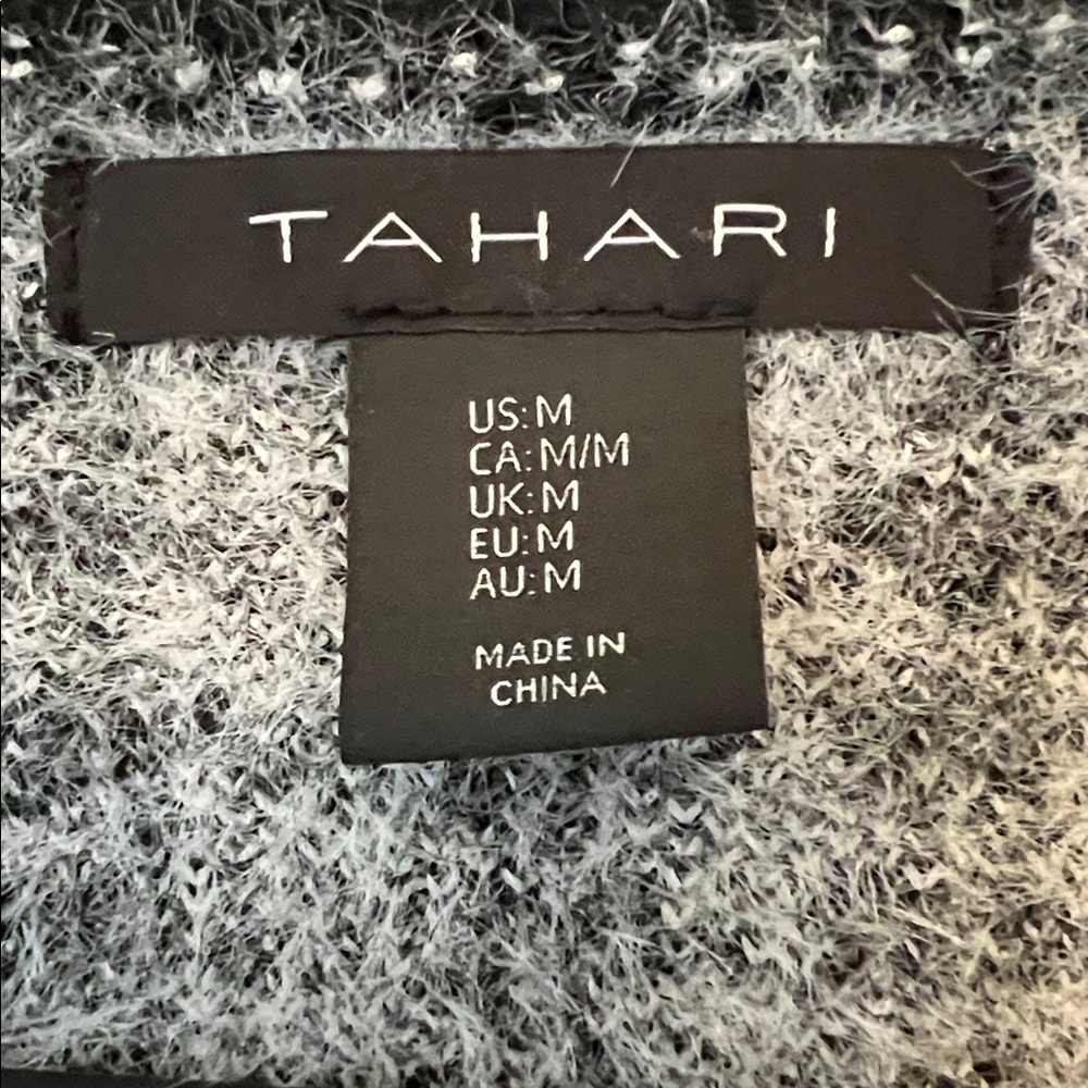 Tahari Black and White Houndstooth Cardigan - Picture 2 of 6